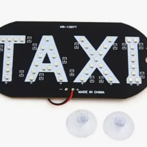 Знак TAXI светодиодный белый на присосках (малый) с прикуривателем
