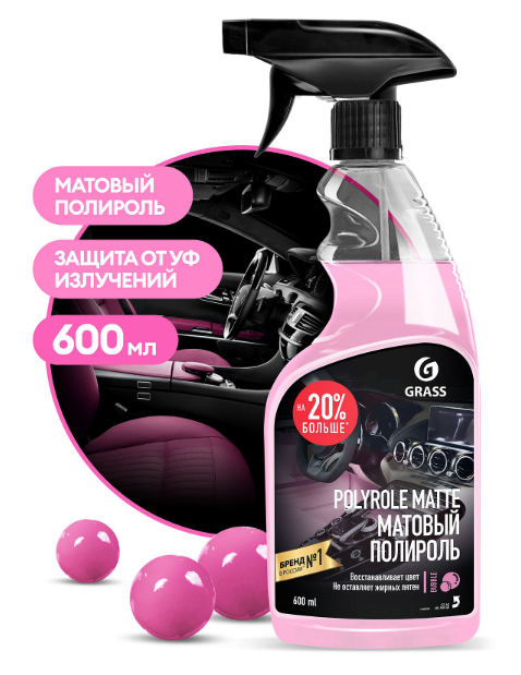 GRASS Полироль-очиститель пластика Polyrole Matte матовый 600мл. (Бабл) (уп 6шт)