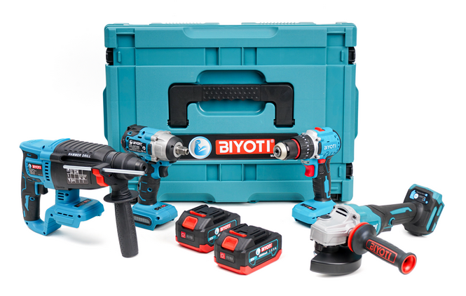 Набор BIYOTI 4 предмета АКБ (Болгарка, Шуруповерт,Перфоратор, Гайковерт) — изображение 3
