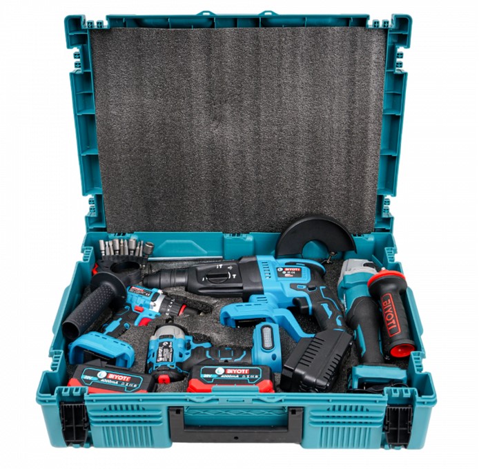 Набор BIYOTI 4 предмета АКБ (Болгарка, Шуруповерт,Перфоратор, Гайковерт) — изображение 4