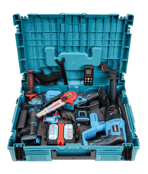 Набор BIYOTI 6 предмета, АКБ (УШМ, Шуруповерт, Перфоратор, Пила, Дальномер, Уровень) BYT-6TS05 — изображение 3