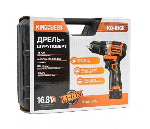 Шуруповерт KINGQUEEN 16.8В, бесщеточный, патрон 10мм, KQ-8168 — изображение 3
