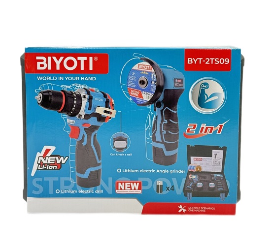 Набор BIYOTI 2 предмета (Мини-УШМ 76мм+Шуруповерт 16.8В,) BYT-2TS09