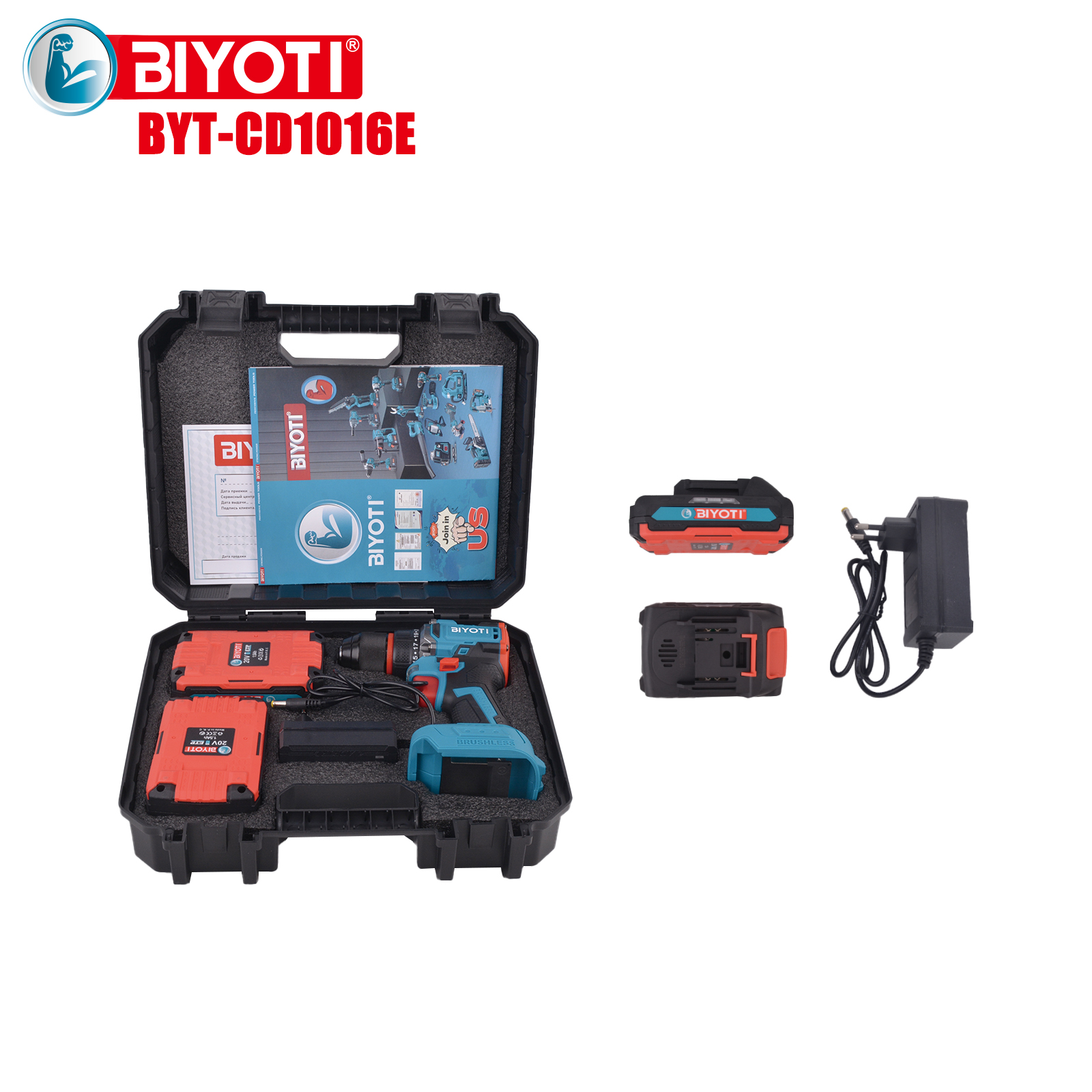 Шуруповерт BIYOTI 45 N/m,ударный, патрон 10мм BYT-CD1016E — изображение 4